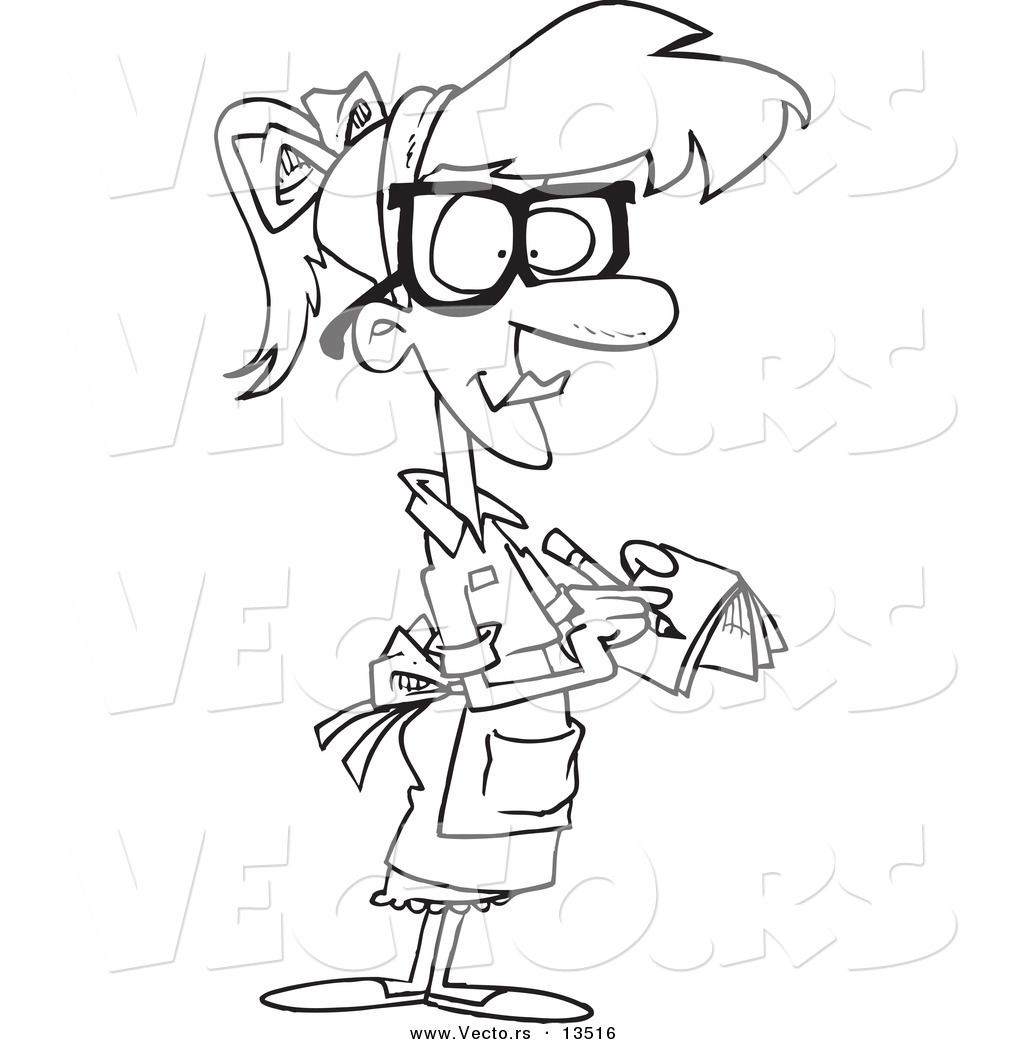 Vector Of A Cartoon Waitress Taking An Order 1024x1044 Vector Of A Cartoon Waitress Taking An Order
