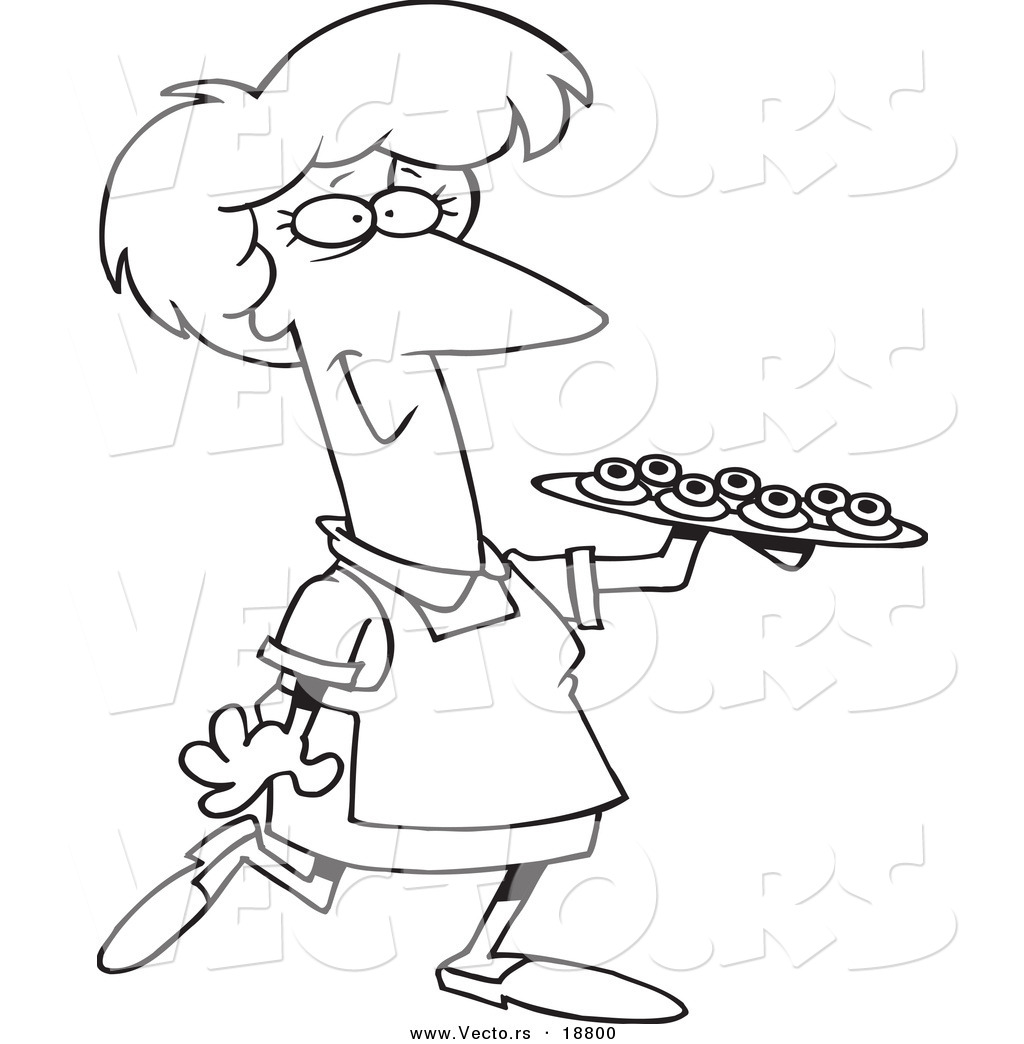 Vector Of A Cartoon Woman Serving Finger Foods 1024x1044 Vector Of A Cartoon Woman Serving Finger Foods
