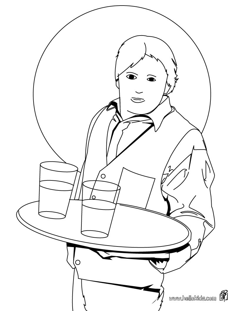 Waiter Coloring Pages 820x1060 Waiter Coloring Pages