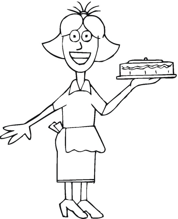 Waitress Coloring Pages 612x750 Waitress Coloring Pages