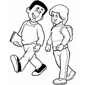 300x300 Students Walk Coloring Page