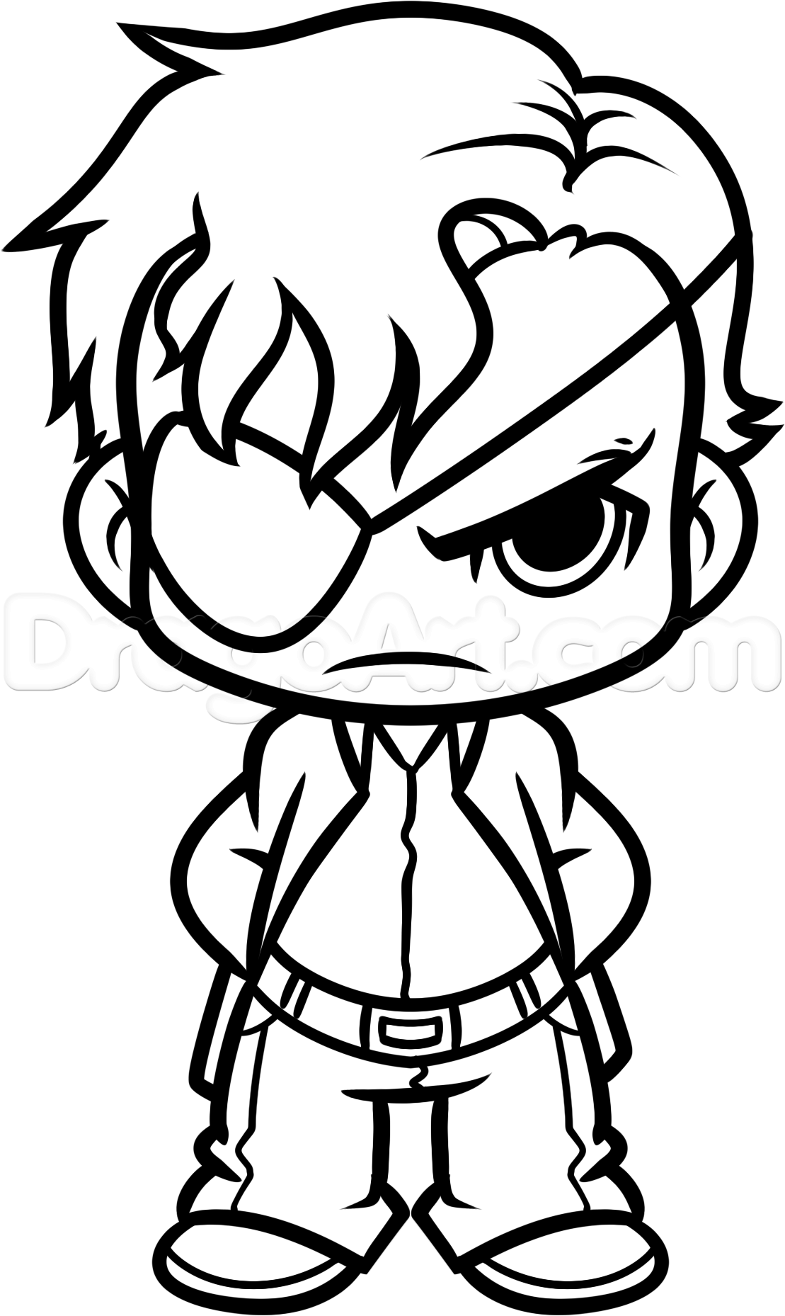 1109x1858 How To Draw Chibi Governor From The Walking Dead, Step By Step