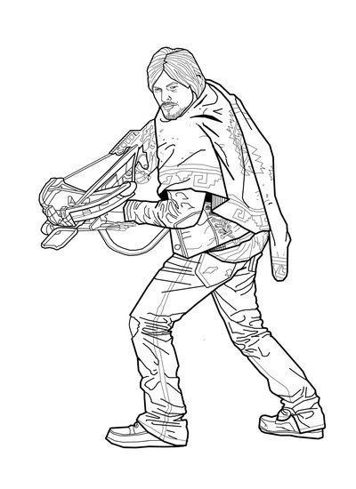 400x550 Daryl Coloring Page By Heroforpain On Coloring Pages