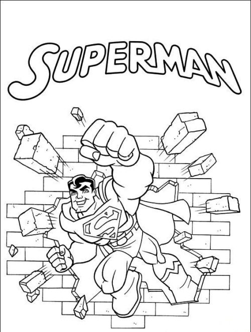 500x662 Superman Punching Wall Coloring Page Boys Pages