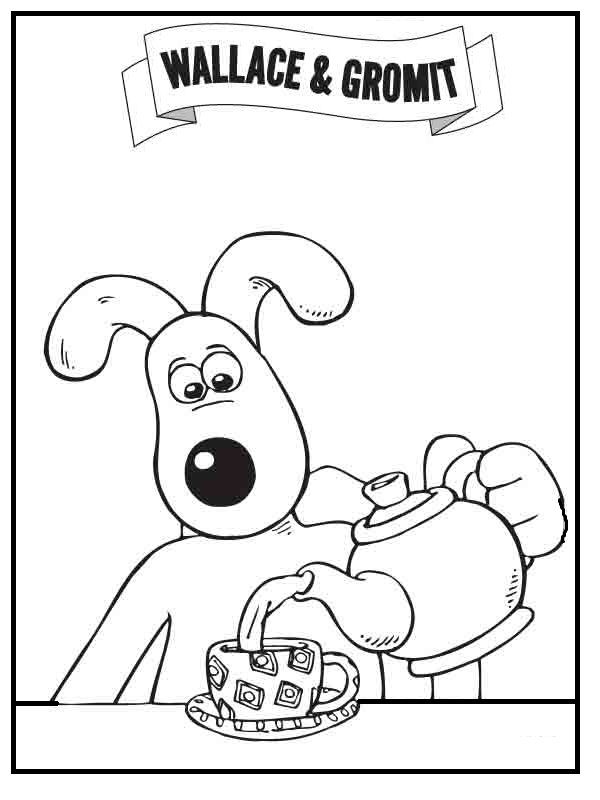 Gromit Drinking Coffee Coloring Picture For Kids Wallace 600x800 Gromit Drinking Coffee Coloring Picture For Kids Wallace