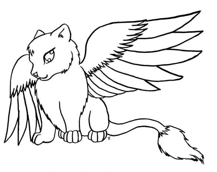 Cat With Wings Coloring Page Cat Coloring Pages With Wallpapers 728x579 Cat With Wings Coloring Page Cat Coloring Pages With Wallpapers