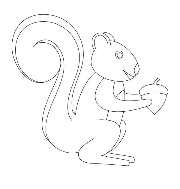 How To Draw Squirrel With Oak Nut Coloring Page 600x630 How To Draw Squirrel With Oak Nut Coloring Page