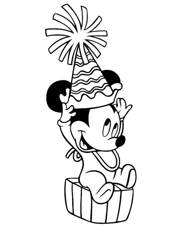 Baby Mickey And Party Hat Coloring Page Cartoon Pages 618x800 Baby Mickey And Party Hat Coloring Page Cartoon Pages