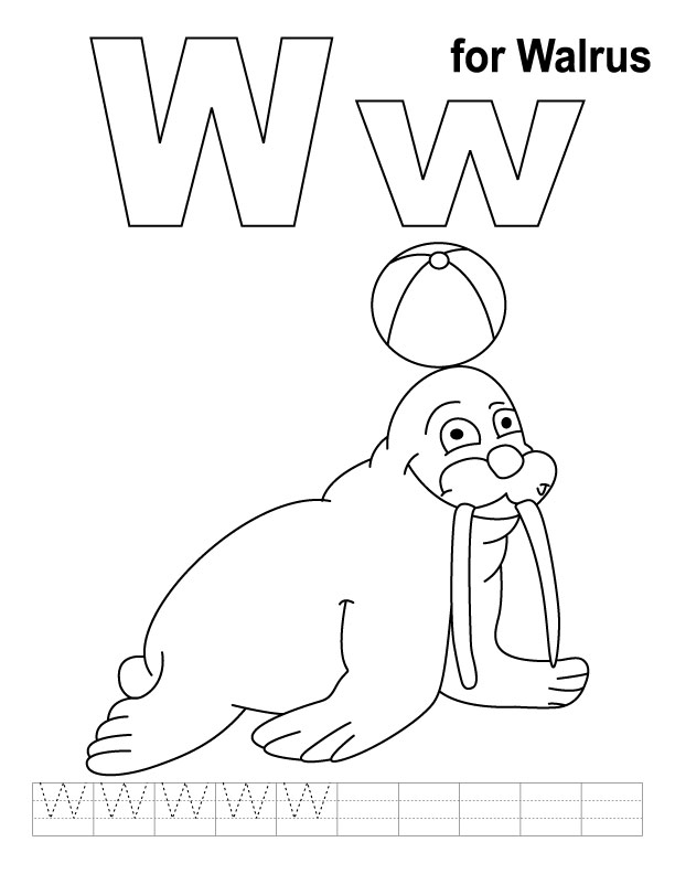 612x792 W Is For Walrus Coloring Page