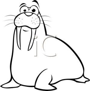 298x300 A Walrus Coloring Page Clipart Image
