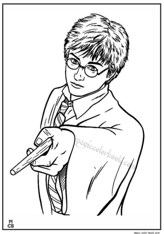 Harry Potter Pointing His Magic Wand Coloring Page 685x975 Harry Potter Pointing His Magic Wand Coloring Page