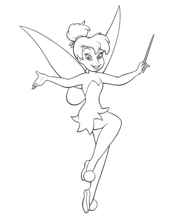 Tinkerbell And Magic Wand Coloring Page 600x755 Tinkerbell And Magic Wand Coloring Page