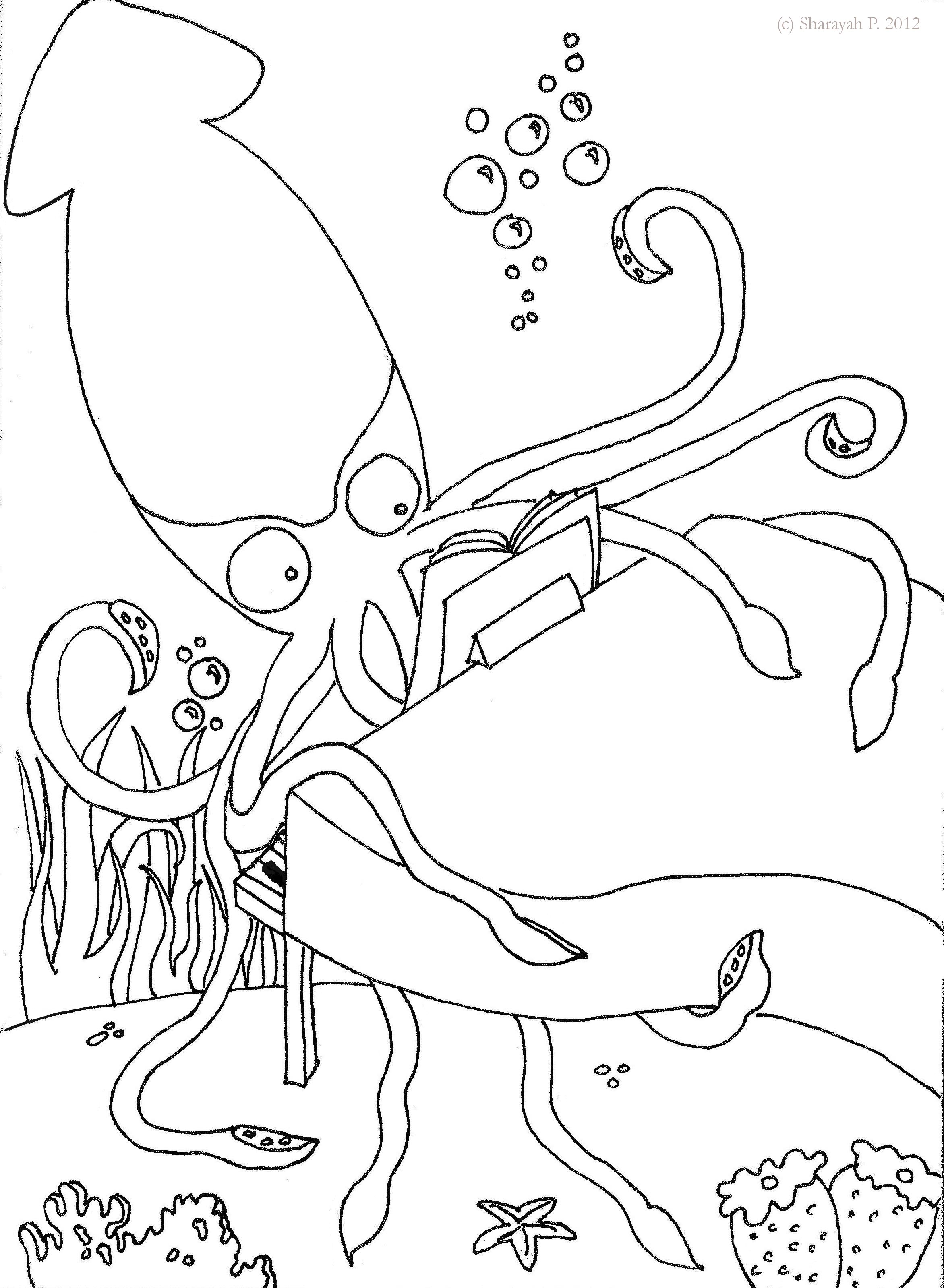 2344x3199 Wanted Giant Squid Coloring Page Deep Ocean Free Printable Pages