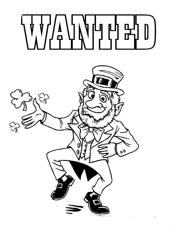 600x778 Leprechaun, Leprechaun Wanted For St Patricks Day Coloring Page