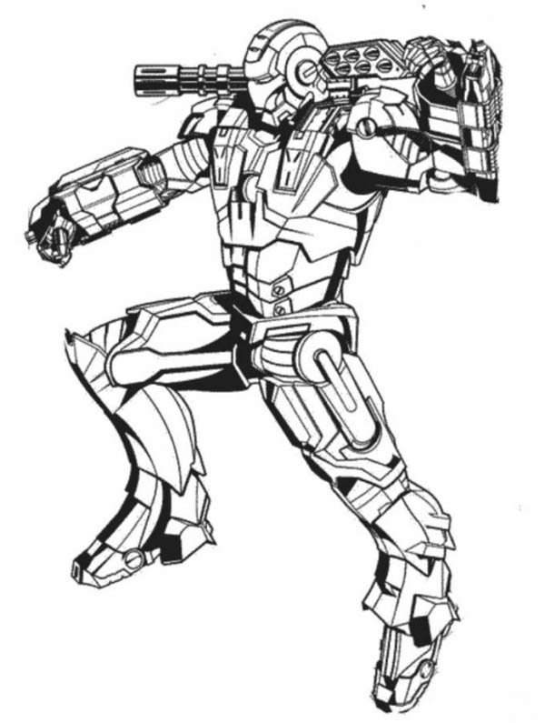 War Machine In Action In Iron Man Coloring Page 600x795 War Machine In Action In Iron Man Coloring Page