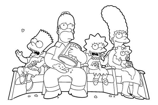 600x400 The Simpsons Family Watching Tv Coloring Page Coloring Sun
