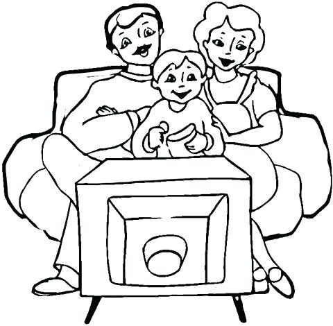 480x470 Tv Coloring Page Click To See Printable Version Of Family In Front