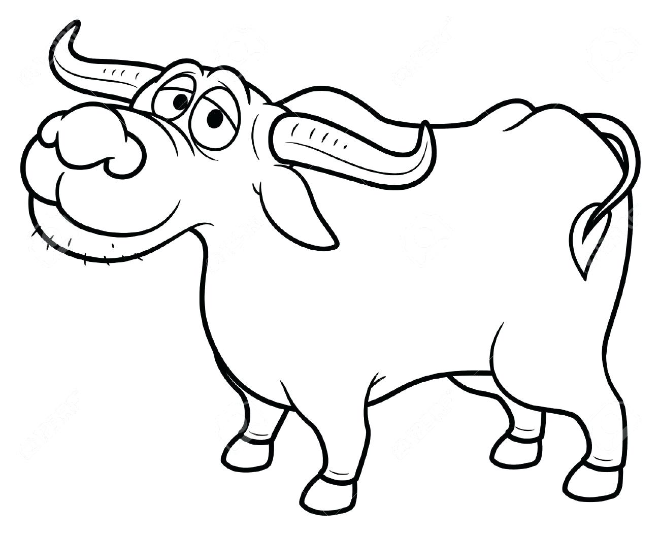 Wild Asian Water Buffalo Coloring Page 1300x1056 Wild Asian Water Buffalo Coloring Page