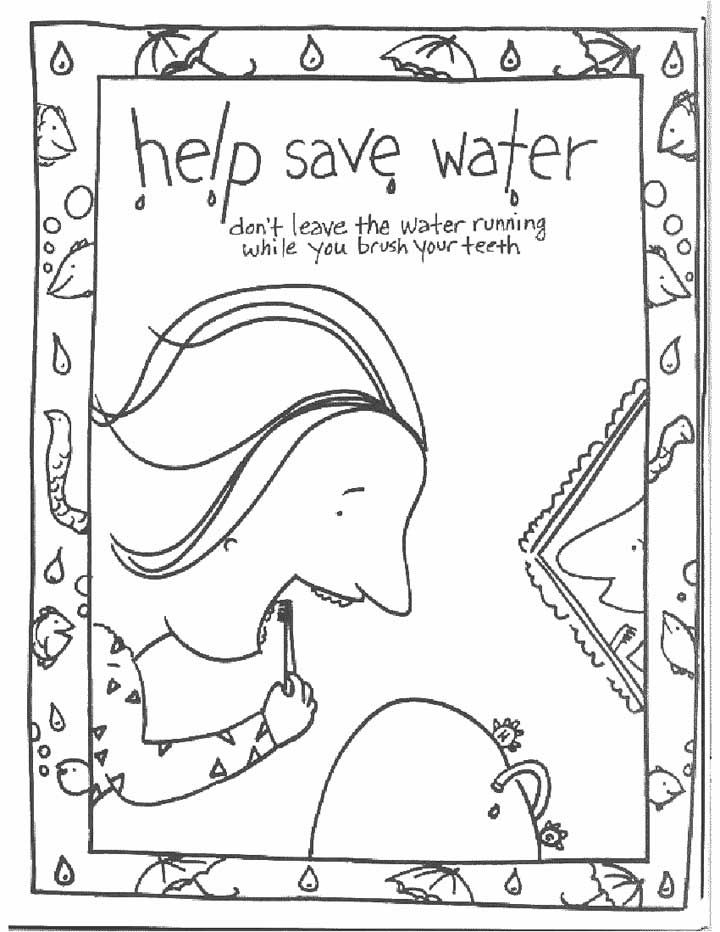720x932 This Coloring Page For Kids Focuses On Saving Water By Turning