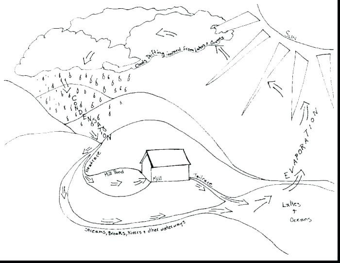 700x541 Water Cycle Coloring Page Nature Seasons Simple Water Cycle Water
