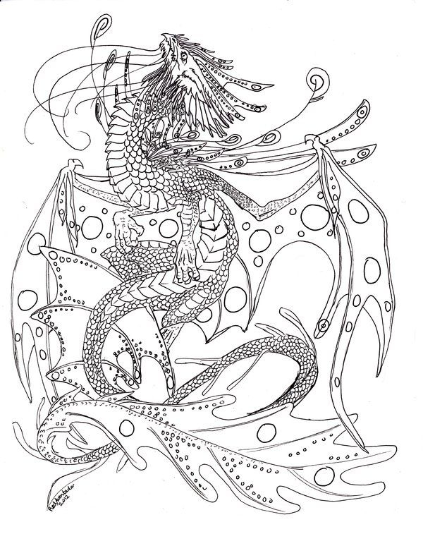 Adult Coloring Pages Water Dragon Download 600x757 Adult Coloring Pages Water Dragon Download