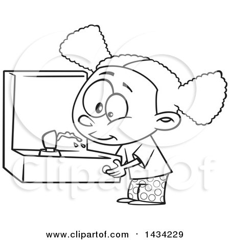 Clipart Of A Cartoon Lineart Black Girl Drinking From A Fountain 450x470 Clipart Of A Cartoon Lineart Black Girl Drinking From A Fountain