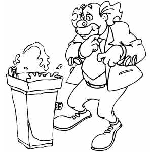 Clown With Water Fountain Coloring Page 300x300 Clown With Water Fountain Coloring Page