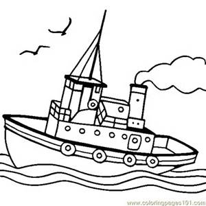 300x300 Free Printable Coloring Page Tugboat (Transport Gt Water Transport