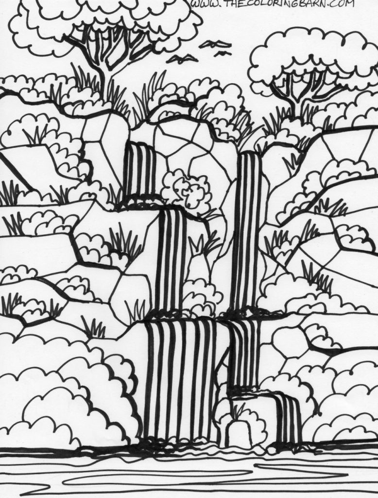 778x1024 Free Printable Waterfall Coloring Pages
