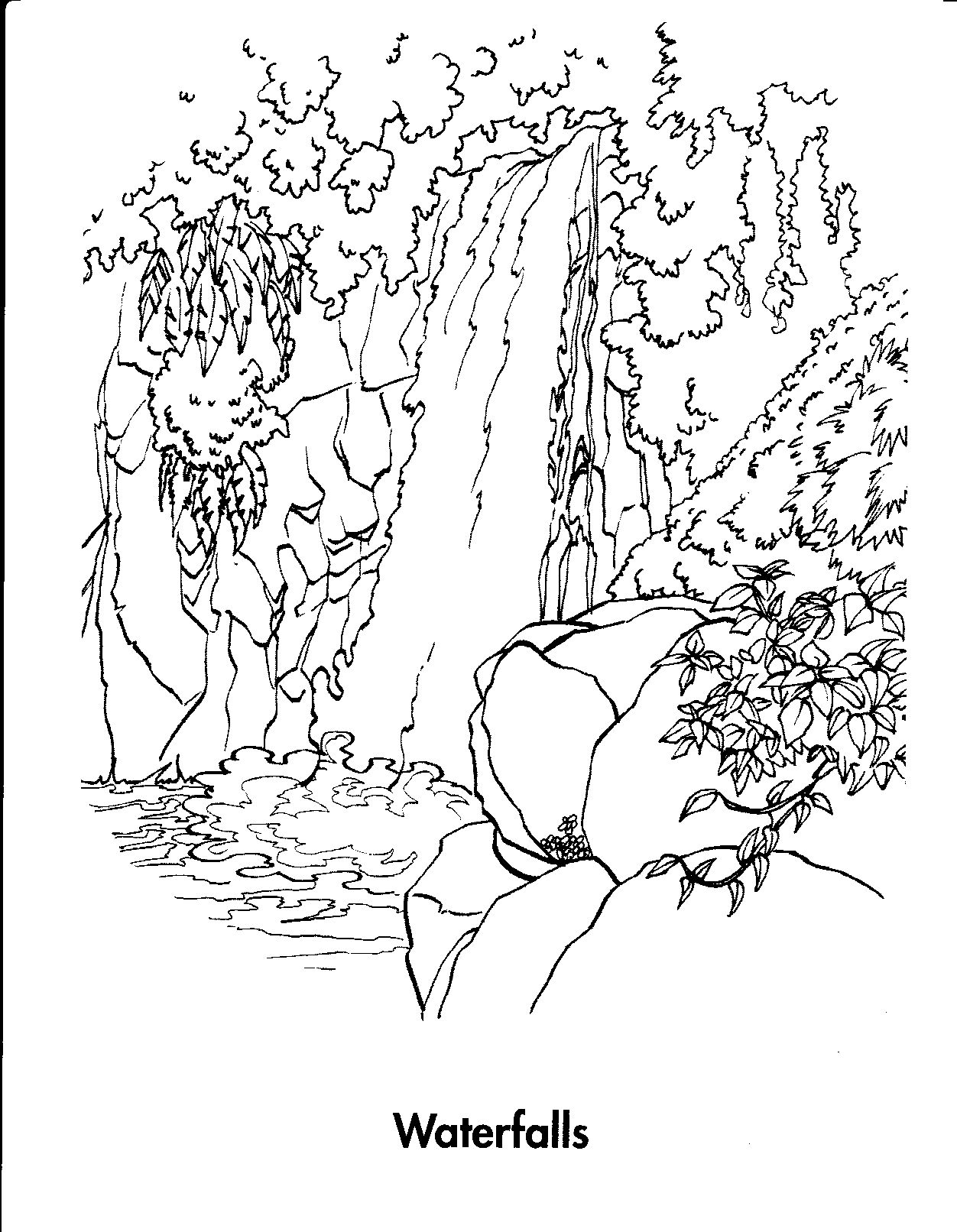 1252x1612 Waterfall 7 Nature Printable Coloring Pages With Coloring Page