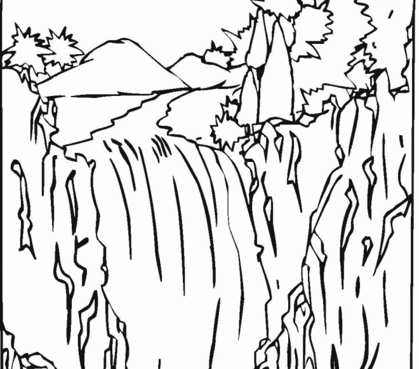 1362x1200 Waterfall Coloring Page Beautiful Pages In Nature Adult Free