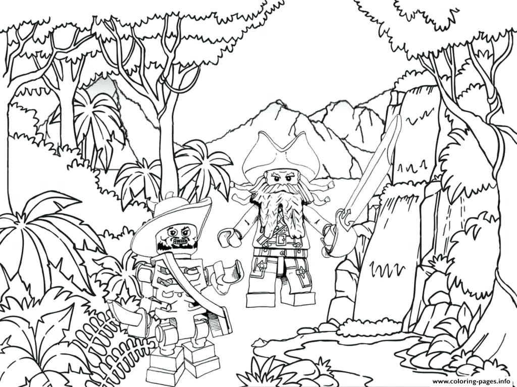 1024x768 Cartoon Pencil And In Color Rainforest Waterfalls Coloring Page 3