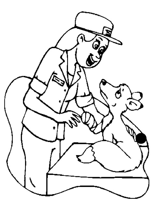 600x831 A Veterinarian Checking A Weasel In Community Helpers Coloring