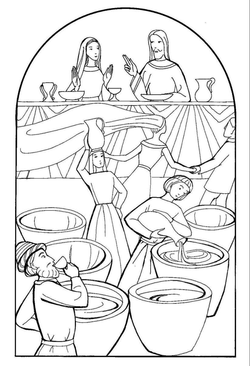 823x1208 Wedding At Cana Coloring Page