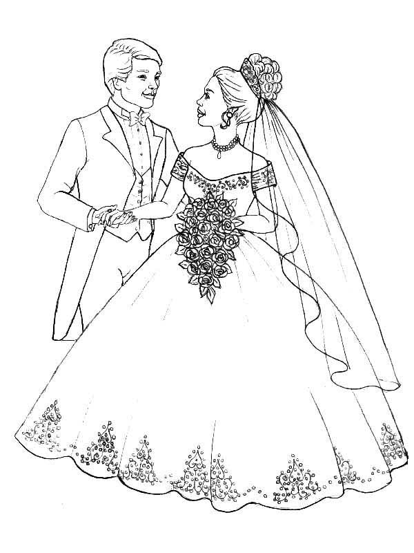 600x800 Prepare To Throw Flower Bouquet In Wedding Coloring Page