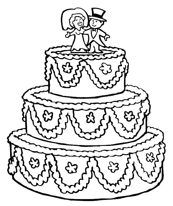 Beautifully Decorated Wedding Cake Coloring Pages Best Place 600x713 Beautifully Decorated Wedding Cake Coloring Pages Best Place