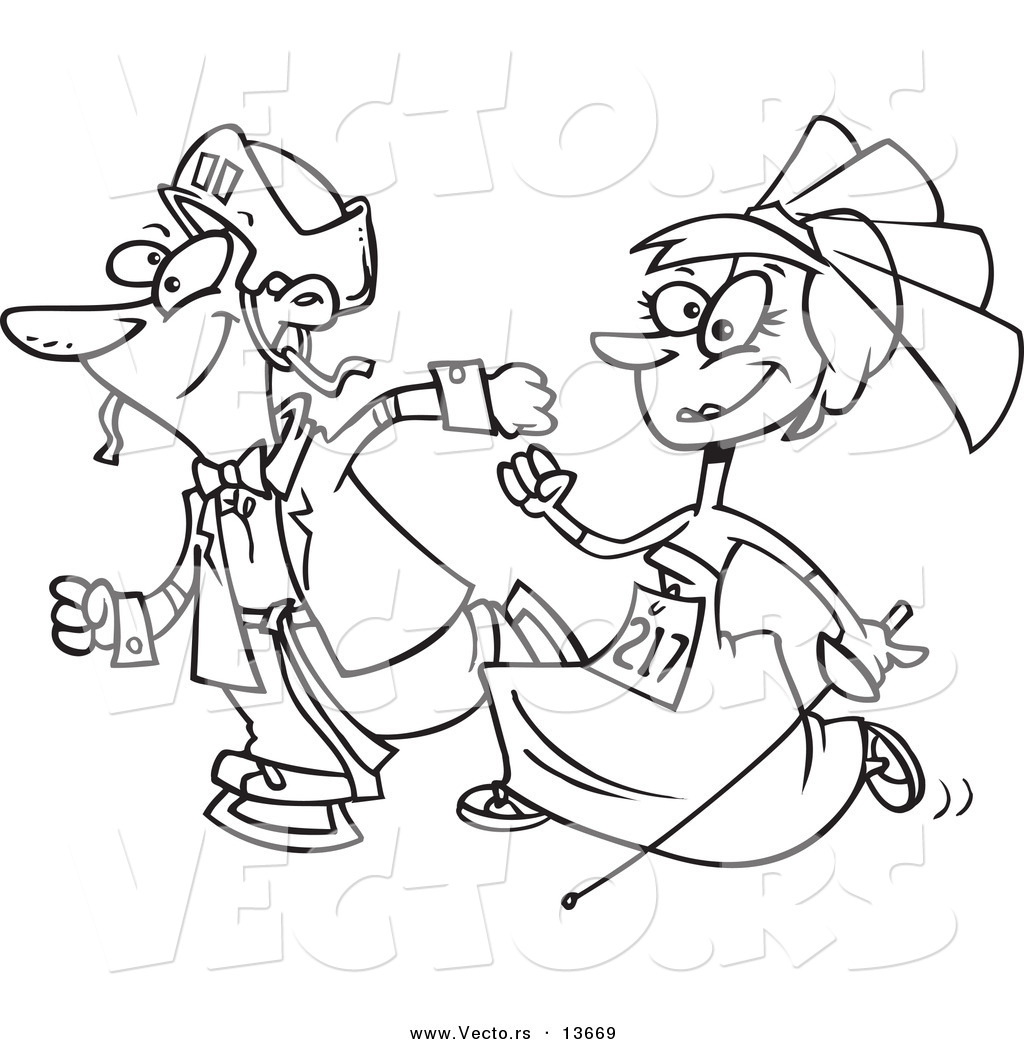 Vector Of A Cartoon Wedding Couple Running In A Race 1024x1044 Vector Of A Cartoon Wedding Couple Running In A Race