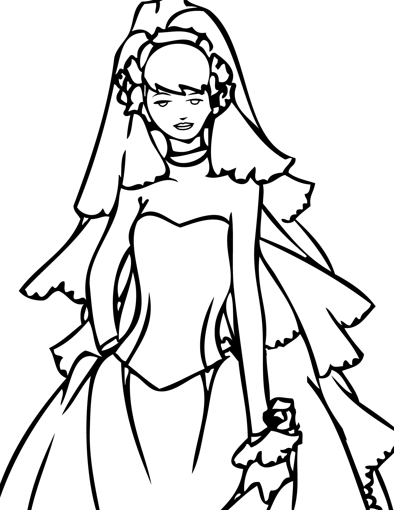 Wedding Dress Coloring Page 1275x1650 Wedding Dress Coloring Page