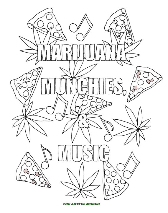 570x721 Weed Coloring Pages Marijuana Darach Info Munchies Music Adult