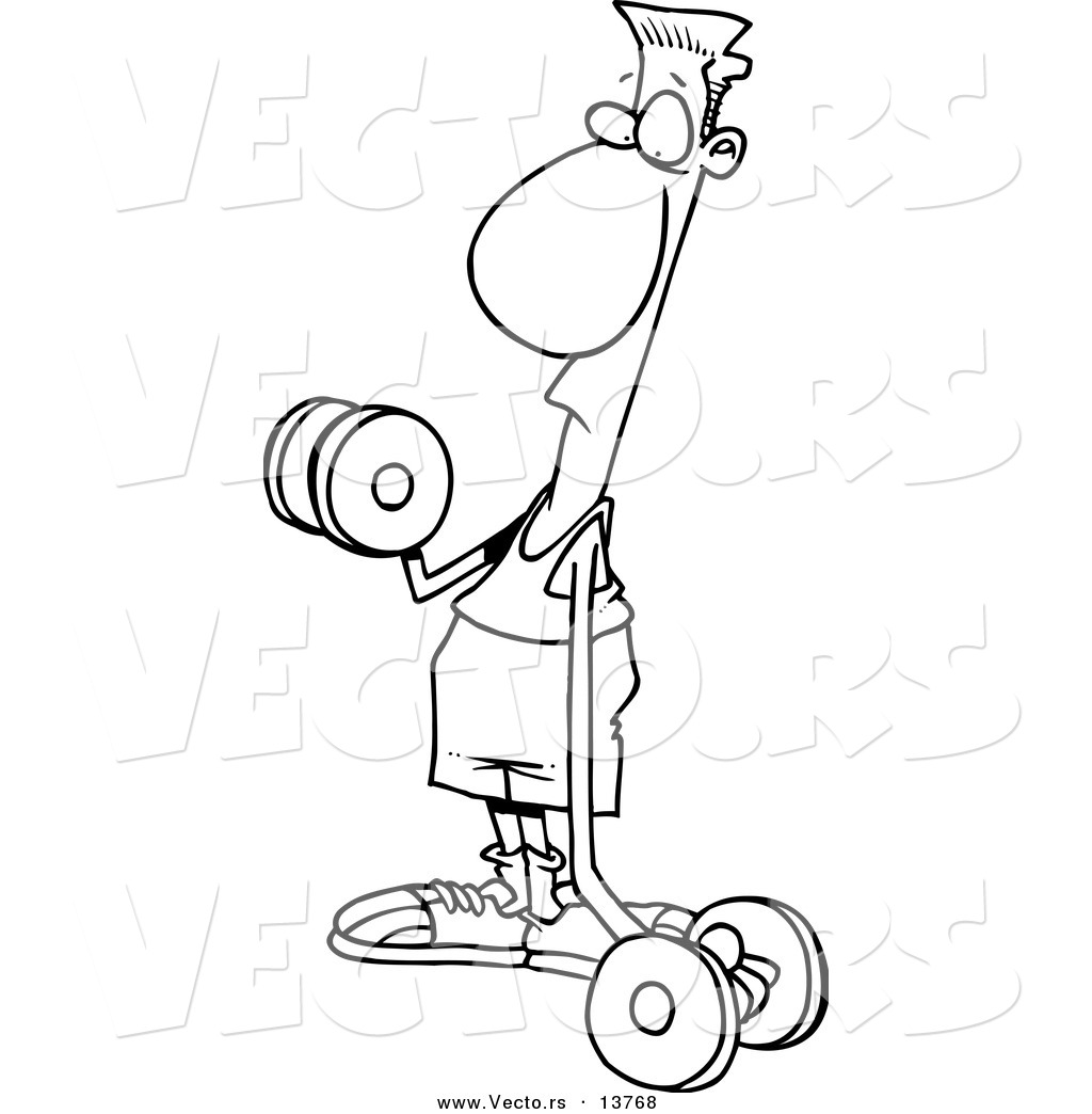 1024x1044 Vector Of A Cartoon Flimsy Armed Man Lifting Weights