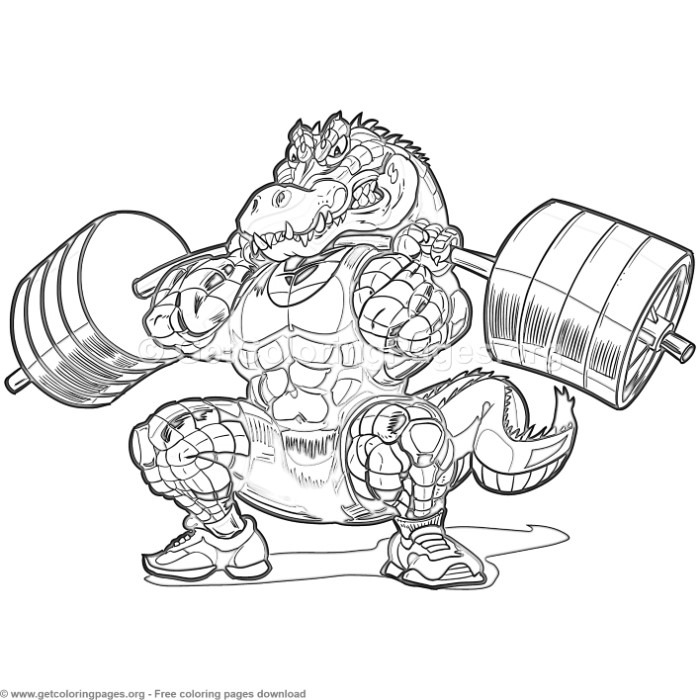 700x700 Weightlifting Alligator Coloring Pages