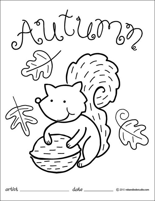 Autumn Squirrel Coloring Page Party And Lesson Planning 500x647 Autumn Squirrel Coloring Page Party And Lesson Planning