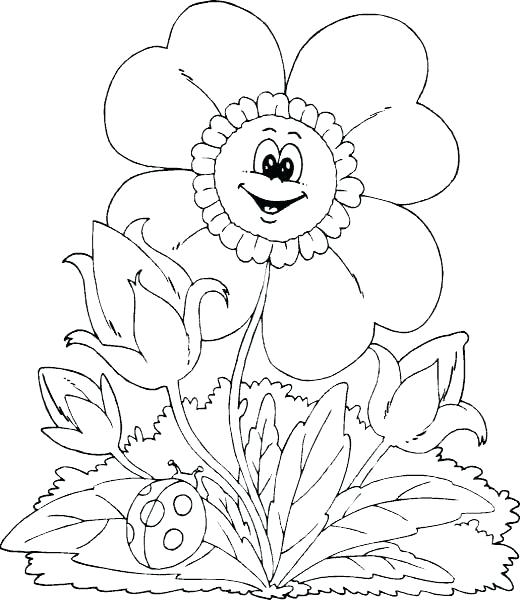 520x600 Smile Flower Welcome Spring Coloring Kids Spring Day Cartoon