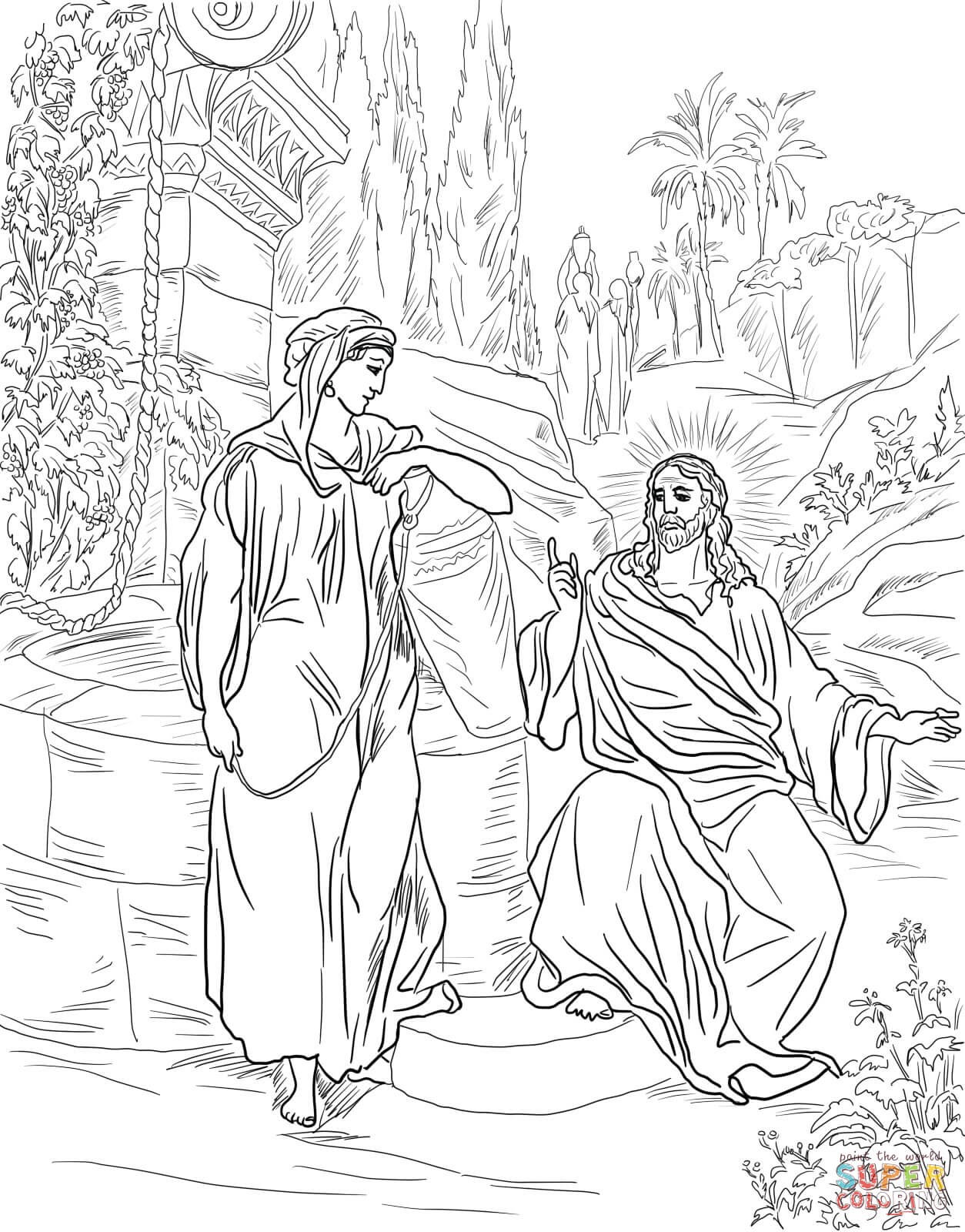 1254x1600 Printable Coloring Pages Woman At Well Copy Jesus And