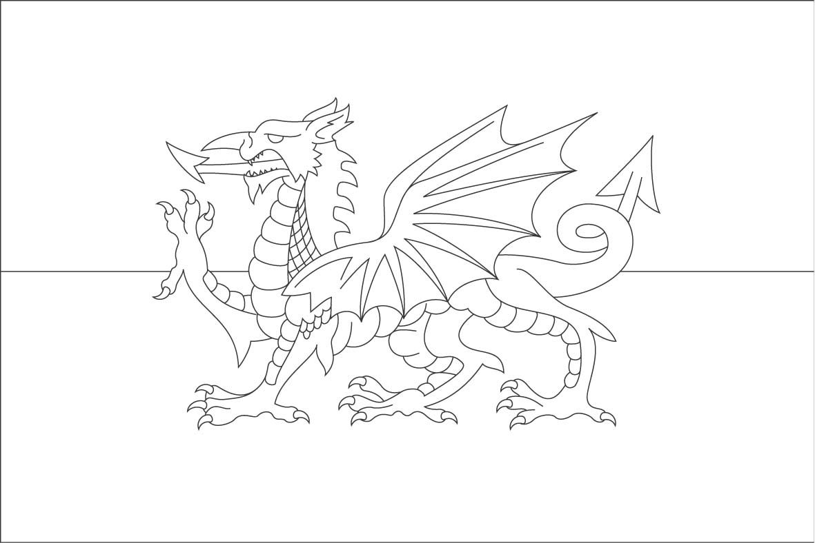 1181x788 Dragon Coloring Pages Welsh Flag Colouring Page