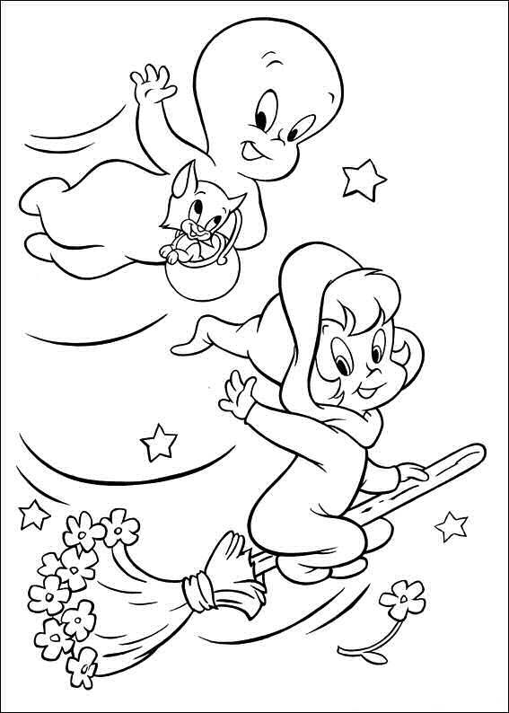 567x794 Coloring Page Casper And Wendy Fly Kids N Fun Halloween