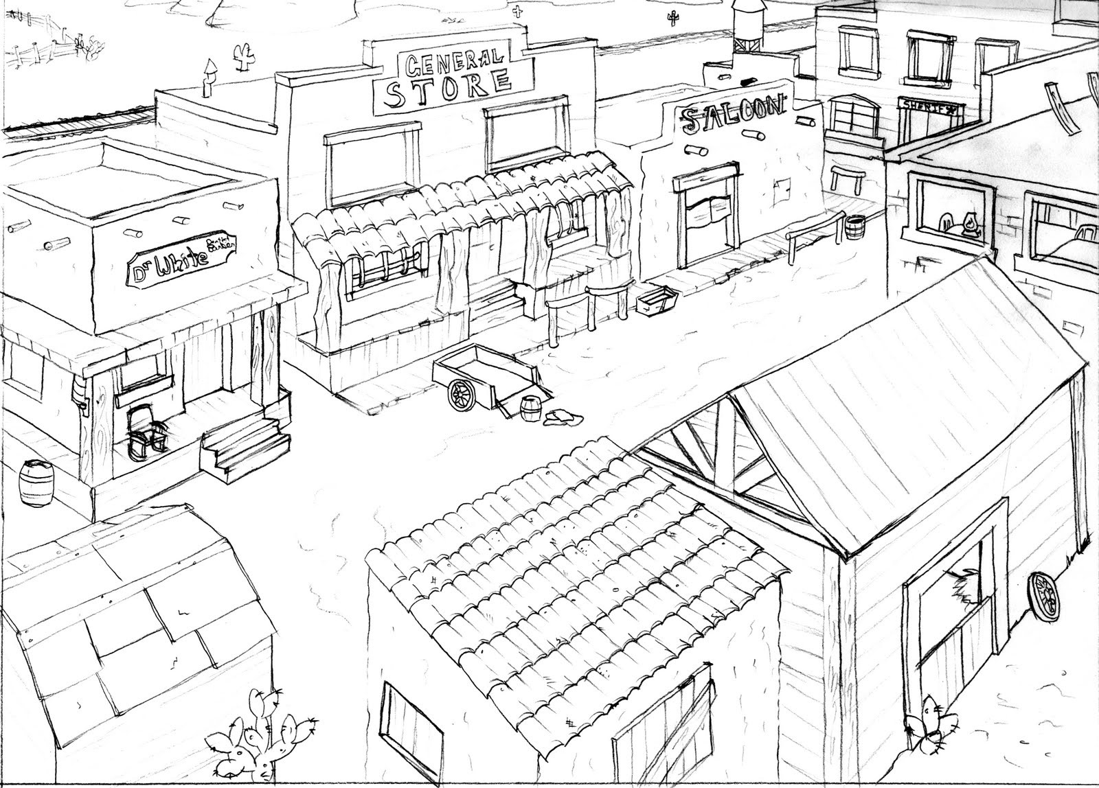 1600x1148 Enjoyable Inspiration Ideas Town Coloring Pages Download Old West