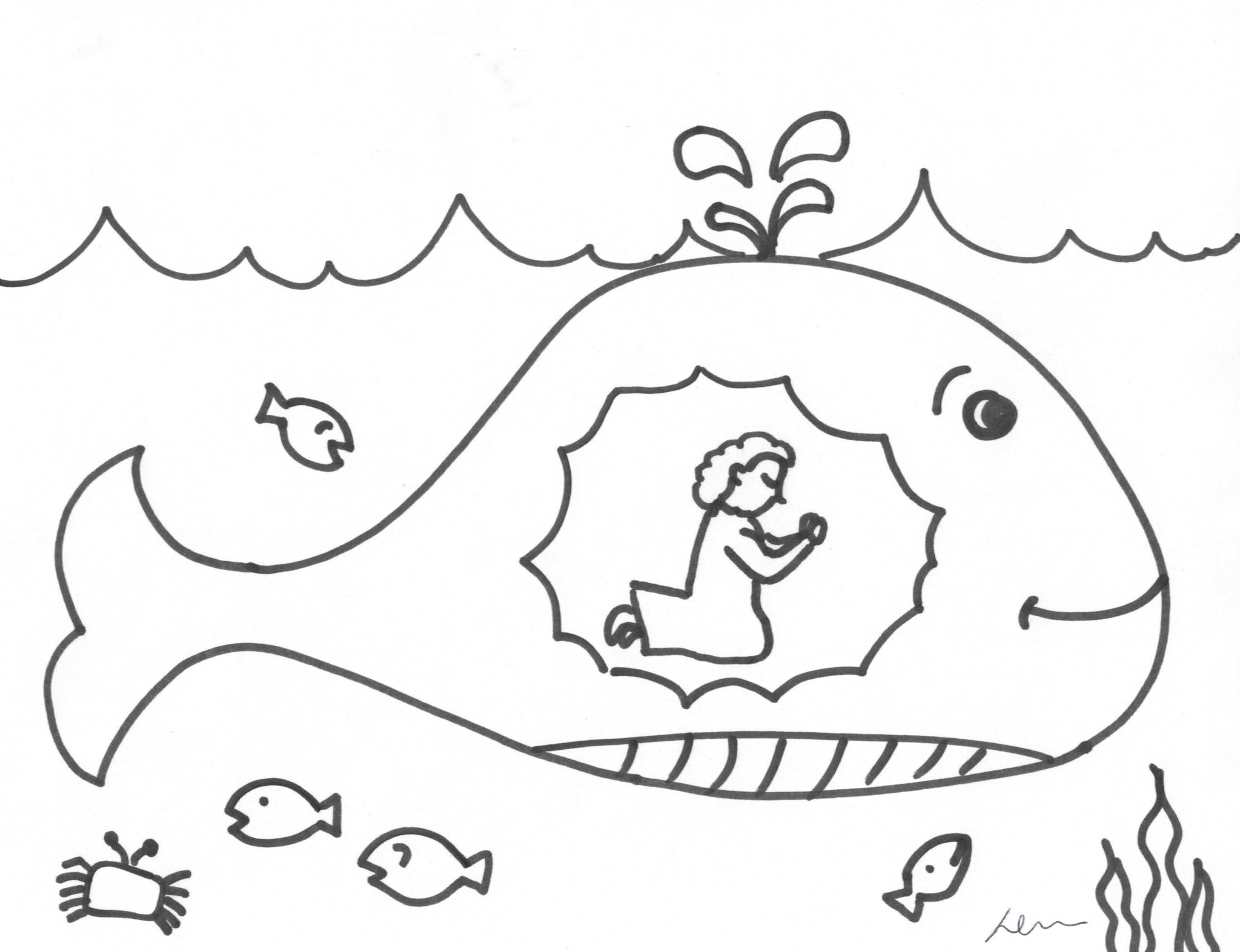 3229x2480 Jonah And The Whale Coloring Page