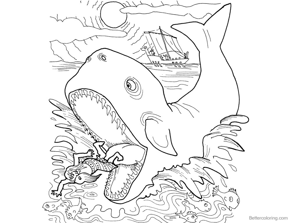 1000x768 Jonah And The Whale Coloring Pages Whale Swallowed Jonah