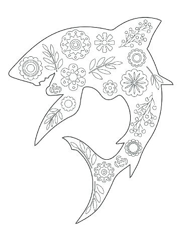 366x450 Whale Shark Coloring Pages Shark Coloring Floral Shark Coloring